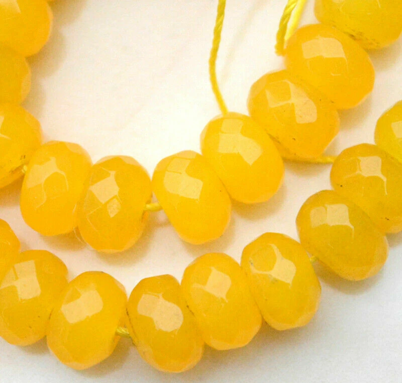 Grânulos soltos facetados 6x10mm pedra preciosa topázio amarela América ábaco Rondelle 15"" - Imagem 3 de 4