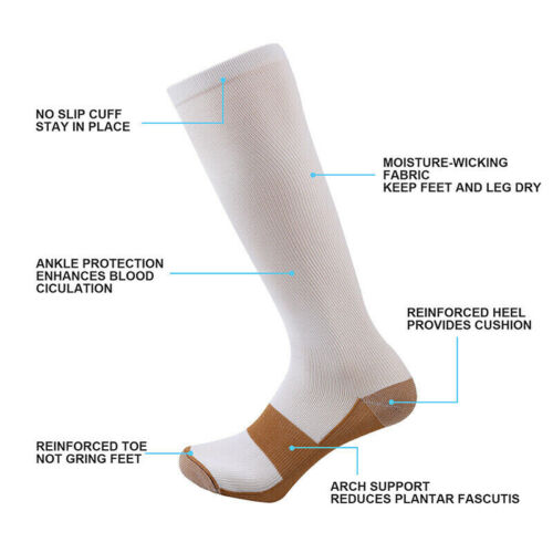 3 Pares Medias Calcetine De Compressione Para Hombres Y Mujeres Best - 20-30 Mmhg - Foto 3 di 14