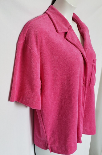 The GAP Shirt Womens XL Tall Pink Terry Button Down V-Neck Short Sleeve NWT - Picture 3 of 15