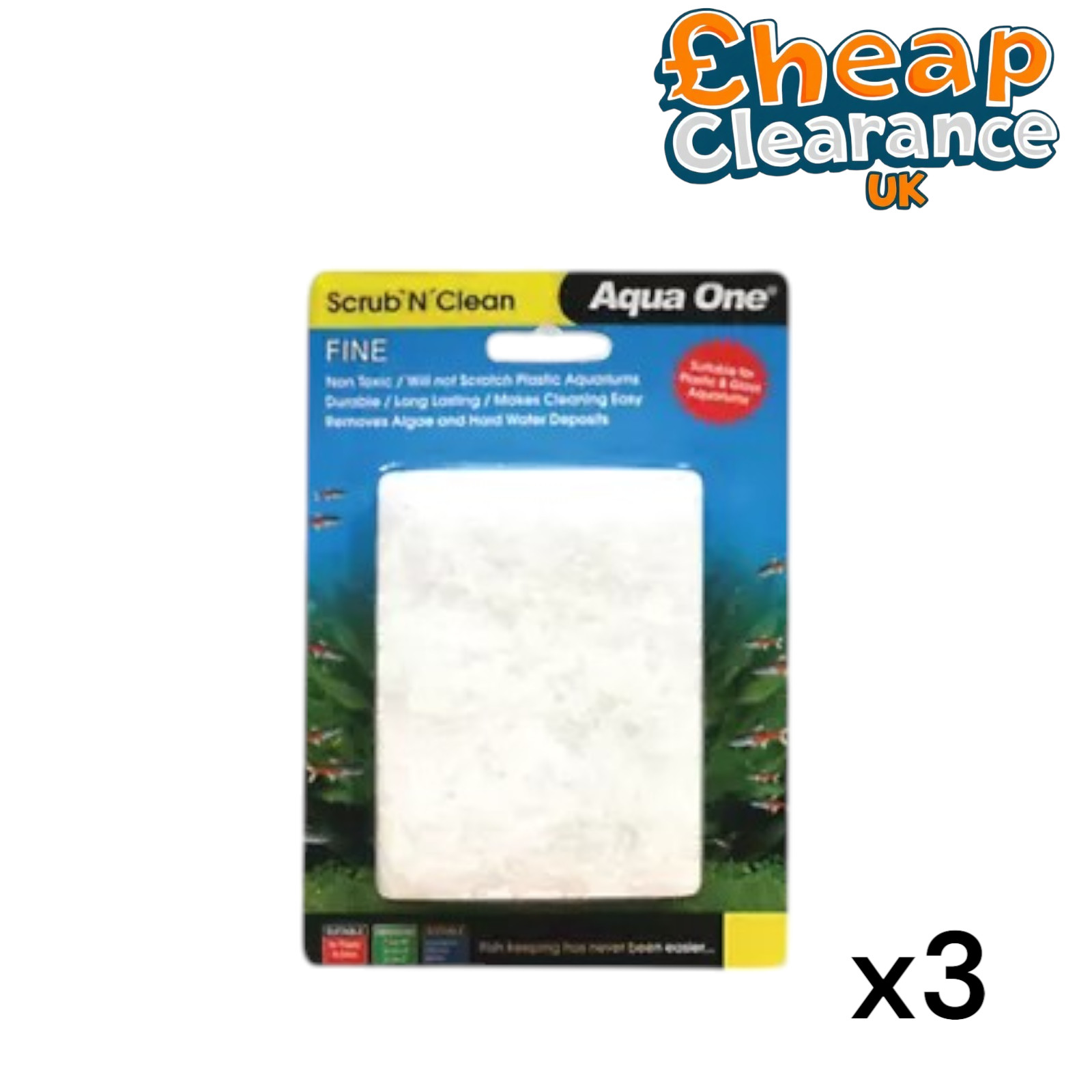 3x Aqua One Aqua One Scrub N Clean Algenpad fein