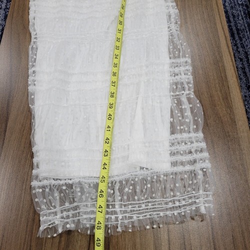 Venus French Dot Lace White Midi Small Ruffle Cocktail Bodycon Dress Size XS - Bild 8 von 12