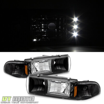 Black 1991-1996 Chevy Caprice/Impala LED Headlights w/Built In Corner Signal Set