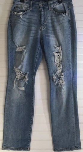 Judy Blue Distressed Paint Splattered Boyfriend Fit Jeans Art To Wear 14 W - Bild 2 von 11