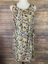 Forever 21 Large NWT Dress Colorful Abstract Tie Belt Sleeveless Lined Zip Back