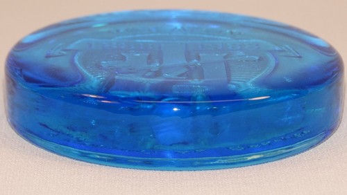 VINTAGE BLUE GLASS WHEATON GLASS BLOWING CENTENNIAL 100TH BIRTHDAY PAPERWEIGHT - Picture 4 of 5