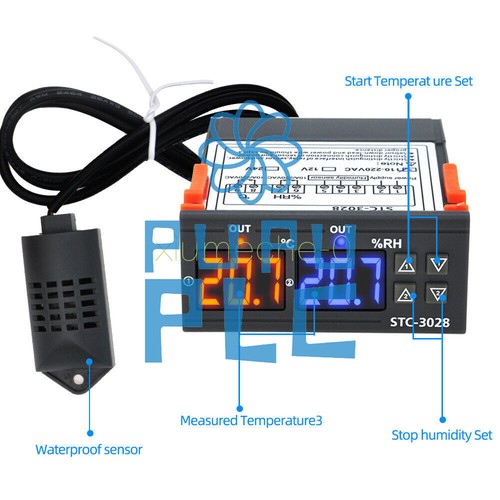 1pc Dual LED Temperature STC-3028 AC110-220V 10A  Humidity Controller Thermostat - Picture 1 of 4