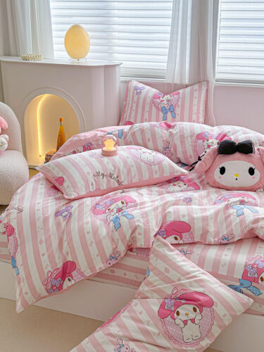 Kuromi Cinnamoroll My Melody Quilt Covers Bedsheet Pillowcase Bedding Set 3/4Pcs - Picture 25 of 27