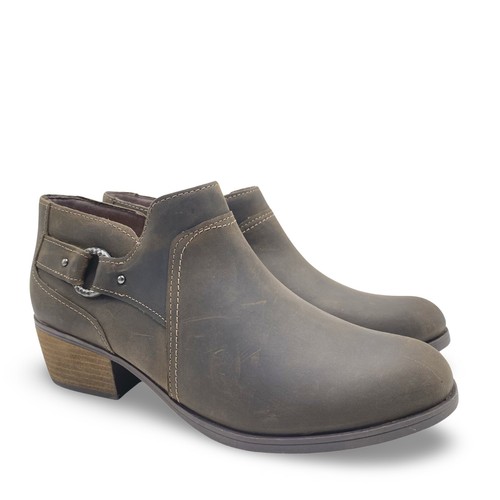 Clarks Women’s Charlten Grace Taupe Oily Leather Ankle Boots Size 9.5 M - Picture 3 of 13