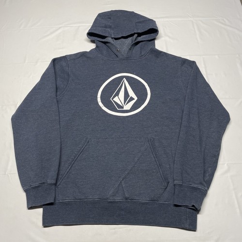 Vintage Volcom Hoodie Mens Medium Blue Gray Skateboarding Pullover Y2K Hipster