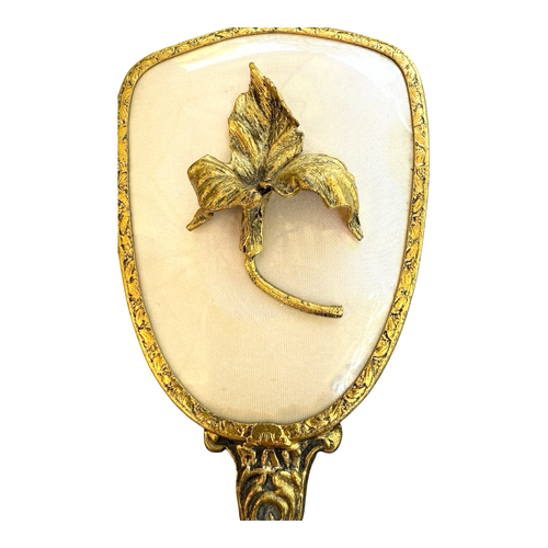 Globe Ormolu Hand-Schminktischspiegel und Bürste 24K vergoldet Hollywood Regency - Bild 2 von 8