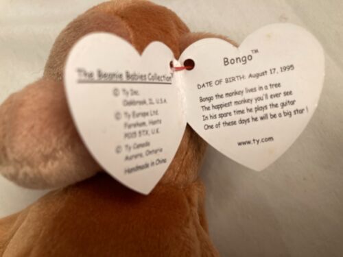 TY Beanie Baby - BONGO la Scimmia (8,5 pollici) - MWMTs Peluche 1995 - Foto 6 di 7