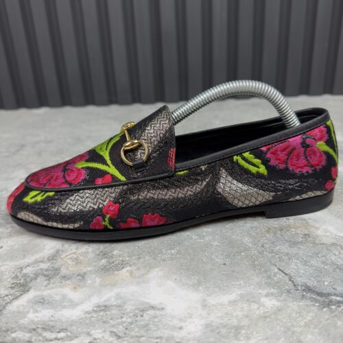 Mocassino fiore Gucci Horsebit Jordaan tessuto lurex multicolore 6,5 USA o 36,5 EUR - Foto 13 di 24