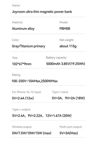 20W Slim Magnetic Fast Wireless Charging Power Bank 5000mAh For iPhone 16/15/14 - Photo 23 sur 37