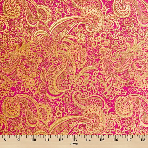 Tela de brocado metálico de cachemira dorada - nailon poli metálico 58/60" por yarda - Imagen 4 de 10