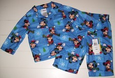Boys Disney Blue Mickey Mouse Long Sleeve Very Soft Christmas Pajamas Sz 12M