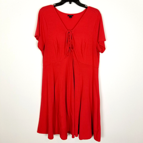 Torrid Damen Plus Tie Front Minikleid Größe 2X Rot Kurzarm