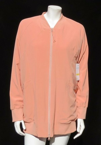 NEW $110 ZELLA Women’s Apricot Extra Long Full Zip Sporty Bomber Jacket Top US M - Picture 1 of 6