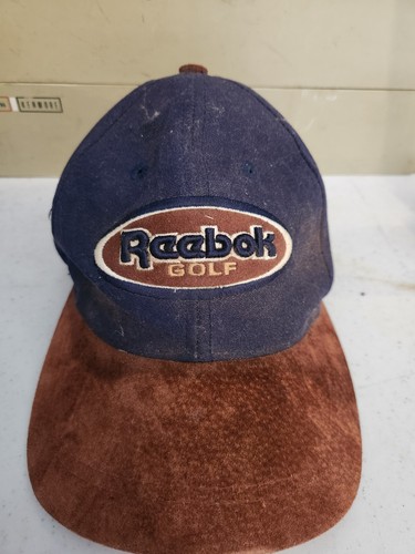 Vintage 90s Reebok Golf Hat, Suede Strapback Cap, Brown & Navy Blue - Bild 5 von 5
