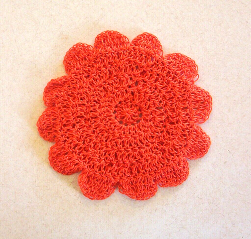 Apliques de flores de mamá de 5 capas de ganchillo naranja oscuro costura grande - Imagen 2 de 2