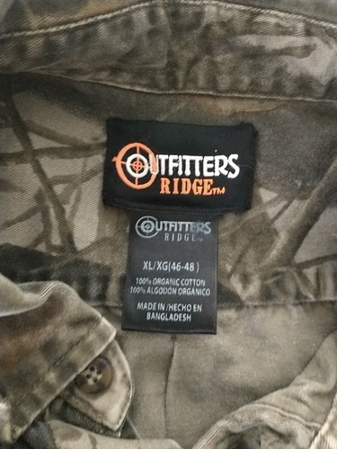 Outfitters Ridge Camo Long Sleeve Shirt ~100% Organic Cotton~Button Down~Sz XL - Picture 16 of 17