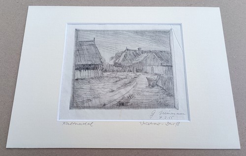 Neumann, Georg (1934 Frankfurt/Oder – 2003) „Wustrow“ Kaltnadelradierung 1955 - Bild 4 von 5