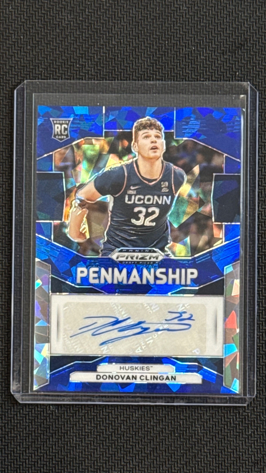 2024 Prizm Draft Picks Donovan Clingan Blue Ice /75 Auto Penmanship Rookie
