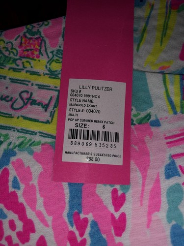 Lilly Pulitzer 6 Verano Remix Parche MARIGOLD SKORT Falda Pantalones Cortos 16” PopUp Nuevo con Etiquetas - Imagen 3 de 3