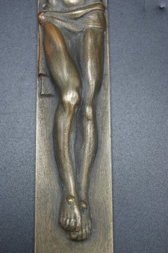 † SIGNIERTES HARTMANN DNJC GROSSES PATINIERTES BRONZE WANDKRUZIFIX KREUZ ARTDECO FRANKREICH - Bild 20 von 23