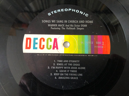 Warner Mack SONGS WE SANG IN CHURCH AND HOME Original 1967 Decca Stereo VG/G+ - Picture 3 of 5