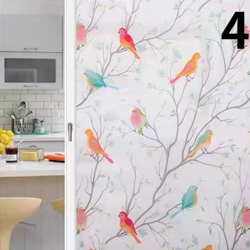 1X Waterproof Glass Film Electrostatic Stickers Household Fig Leaf Bird Pattern - Picture 13 of 13