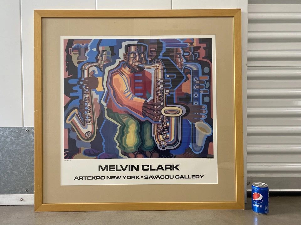 🔥 RARO Póster de Exposición de Jazz Arte Moderno Afroamericano Negro - MELVIN CLARK Foto 3 de 4