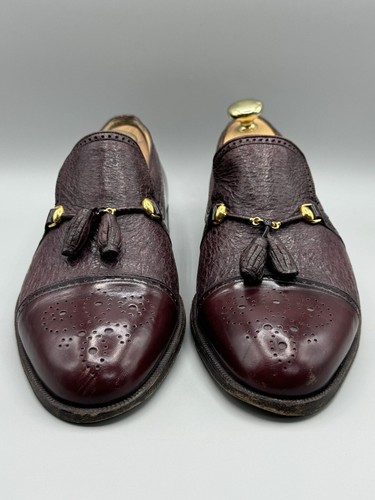 MORESCHI HORSEBIT / TASSEL PECCARY LOAFERS / SHOES BURGUNDY MEN SZ 9 DAMAGE - Bild 11 von 11