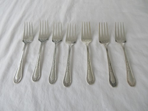 7er Set ~ ~ Oneida Community Teller ~ 6" Salatgabeln ~ ~ Vintage Muster ~ sauber!!! - Bild 9 von 9