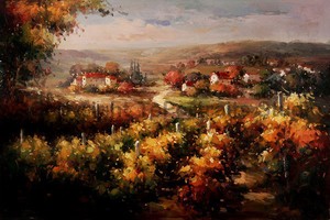 Tuscan-Wine-Vineyard-Original-Handmade-Oil-Painting-on-Canvas-Art-36-034-x-24-034