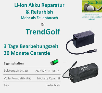 Zellentausch (PLUS) für Trolley Li-Ion Akkus TrendGolf, Leisure Golf, Tour Made
