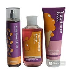 Bath  Body Works Fruity Sherbet Scoop Full Size Mist Body Cream Body Wash NEW
