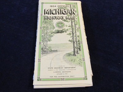 Vintage Official Sept 1 1934 Michigan Highway State Road Map Ebay