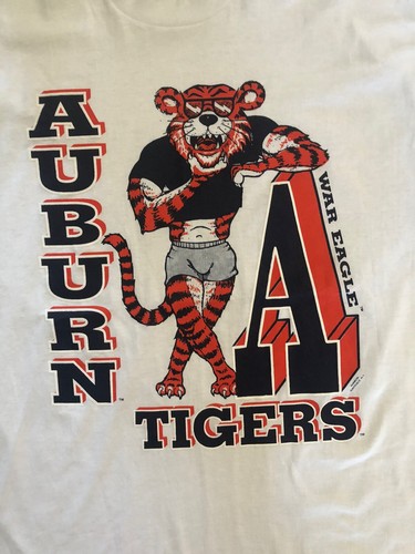 Vintage 90s Auburn Tigers Aubie T Shirt Adult XL White Made In USA Unisex New - Picture 2 of 5
