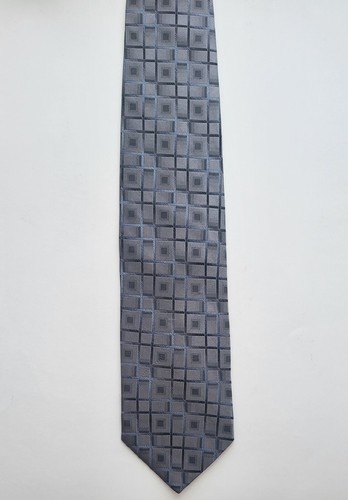 Nubio Collezione lange Herrenkrawatte komplett Seide schwarz silber geometrisches Muster - Bild 1 von 4