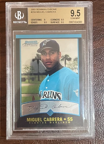 Miguel Cabrera Card 2001 Bowman Chrome #259 Bgs 9.5