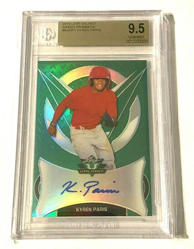 KYREN PARIS 2019 LEAF VALIANT GREEN REFRACTOR ROOKIE AUTO#58/99 BGS10!ANGELS RC  - Picture 1 of 2