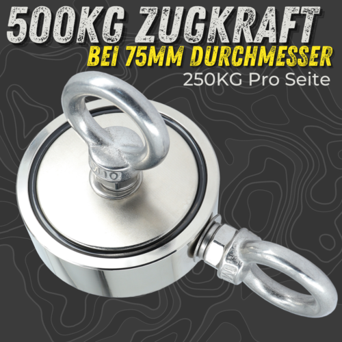 Neodym Bergemagnet 500KG Power Magnet zum Magnetfischen Magnetangeln Set Seil - Bild 3 von 7