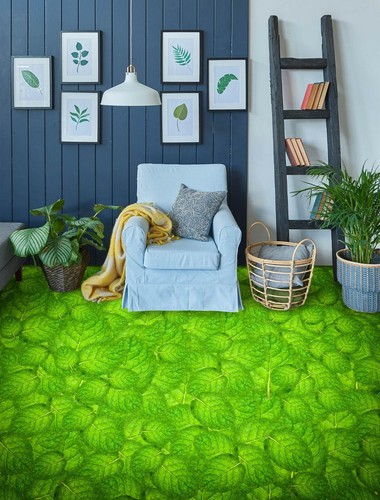 3D Green Leaves 35RAIN53 Floor WallPaper Murals Wall Print Decal AJ Honey - Picture 2 of 6