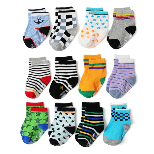 12 Pairs Baby Boy Cotton Socks Toddler Kids Non Skid Socks Infant Socks 1-5Years - Imagen 1 de 6