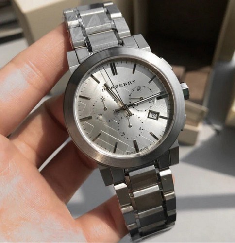 BURBERRY MENS WATCH STAINLESS STEEL SILVER STRAP WITH SILVER DIAL BU9350 GENUINE - Picture 5 of 6