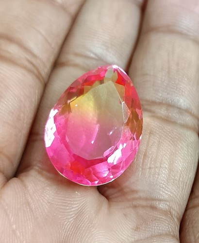 22.20 CT Wonderful Bi-color Pear Cut Shape Doublet Tourmaline Loose Gemstones - Picture 6 of 6