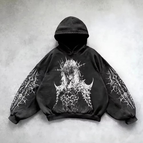 2000s American New Trend Street Retro Hoodie Graphic Printing Cotton Hoodie - Imagen 7 de 45