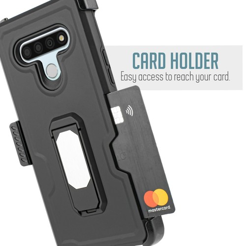Bundle+ LG Stylo 6 Heavy Duty Holster Case Card Slot Magnetic Kickstand w/ Glass - Picture 7 of 22