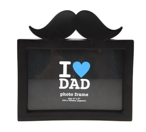 Fathers Day Moustache Frame Gift 4x6" Black Solid Best Picture Photo Holder - Zdjęcie 1 z 1