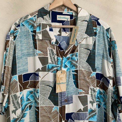 Roundtree Yorke Caribbean White Shirt Multi Abstract Print Short Sleeve XXL NEW - Picture 3 of 5
